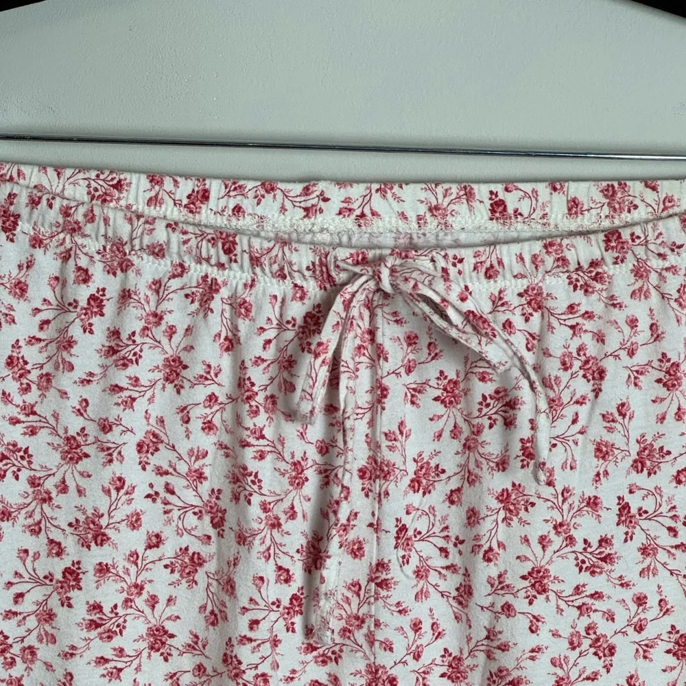 Lauren Ralph Lauren Floral Pajama Set Women’s Large Red White Cotton Sleepwear